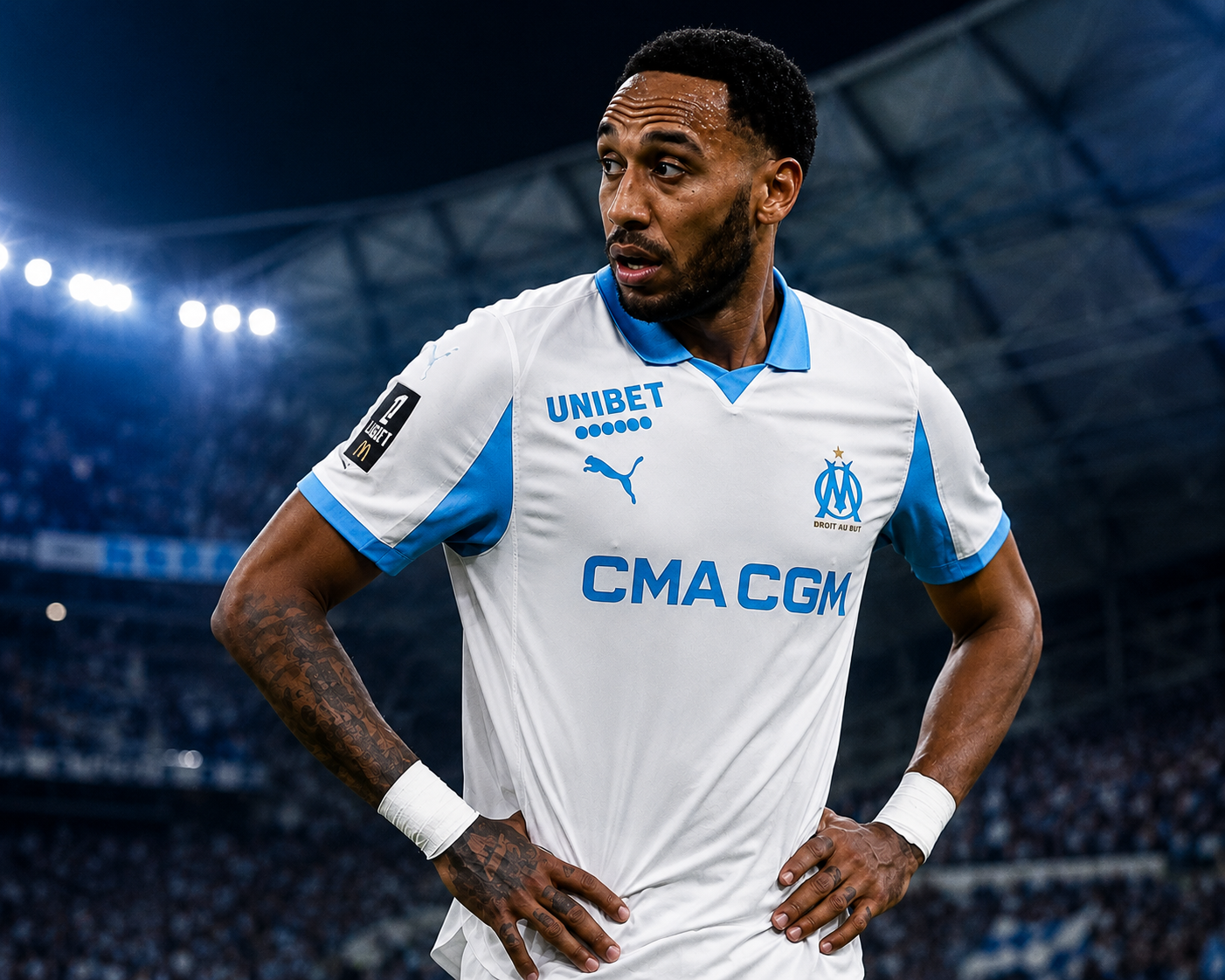 Pierre-Emerick Aubameyang lors de son départ de l'OM pour rejoindre le Deportivo La Corogne