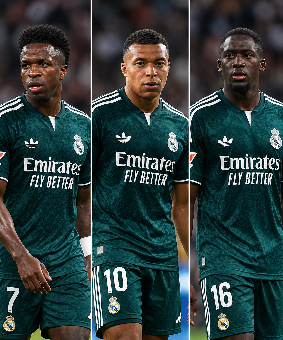 Real Madrid maillot Ceuta avec Vinicius, Mbappé et Konaté